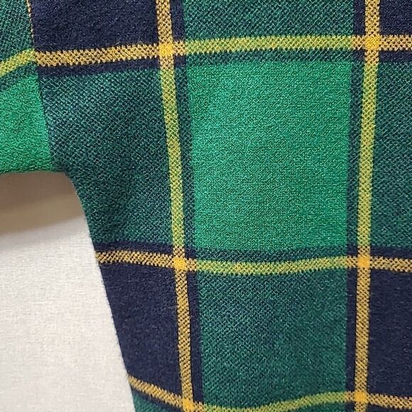 Rachel Zoe Plaid Mock Neck Sweater Womens Size Large Green Yellow Black Stretch - Picture 3 of 8